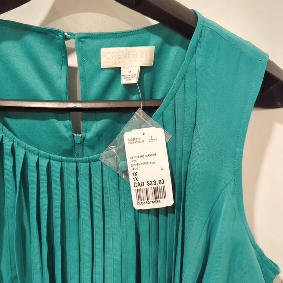 Forever 21 Sleeveless Fringe Top Peplum Blouse Plus Size 1X Green - Picture 3 of 3